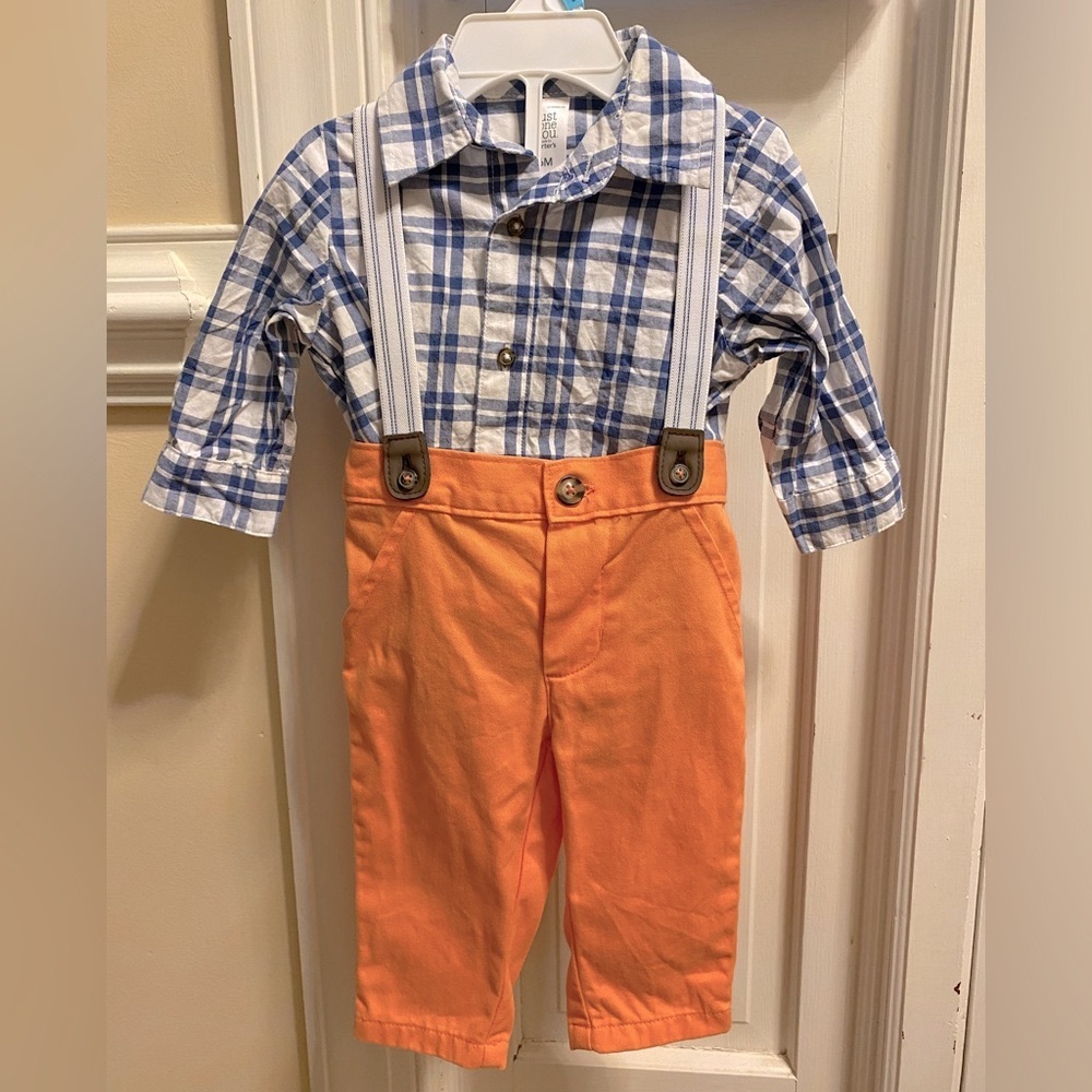 Baby Boy Carter’s Just One You Gingham Top & Bottom Set - Coral - Size 6 Months